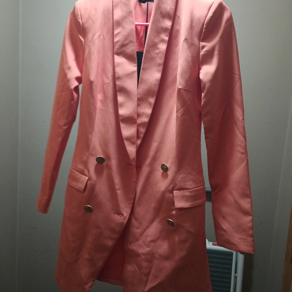 Coral Gold Button Blazer - Picture 5 of 8